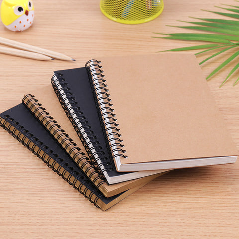 Retro Spiral Coil Sketchbook Kraft Paper Notebook Sketch Painting Diary Journal Student Note Pad Book Memo Sketch Pad